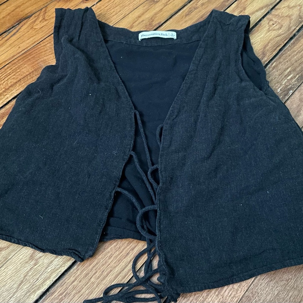 Abercrombie & Fitch Black Tie-Front Blouse